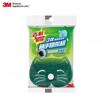 3M 百利3效海綿菜瓜布隨手掛架組補充包2片裝-爐具/鍋具專用(綠貓)